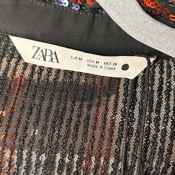 Zara shirt blouse with sparkles black and orange - Picture 8 of 10